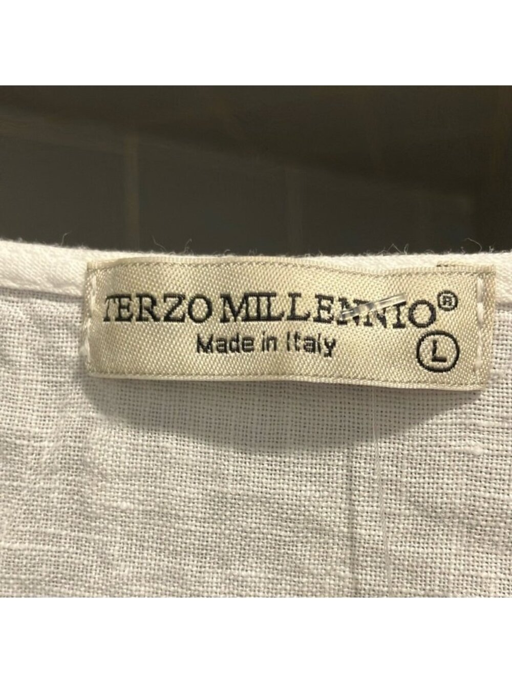 White Linen Lace Trim Short Sleeve Top  Made in Italy - Picture 3 of 6
